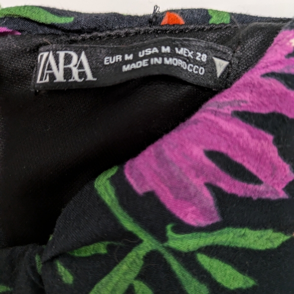 Zara Vibrant Off the Shoulder Mini Dress Floral Size Medium - Picture 8 of 9